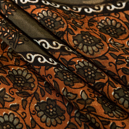 Sanskriti Vintage Sarees Green Indian Moss Crepe Sari Printed Soft Craft Fabric