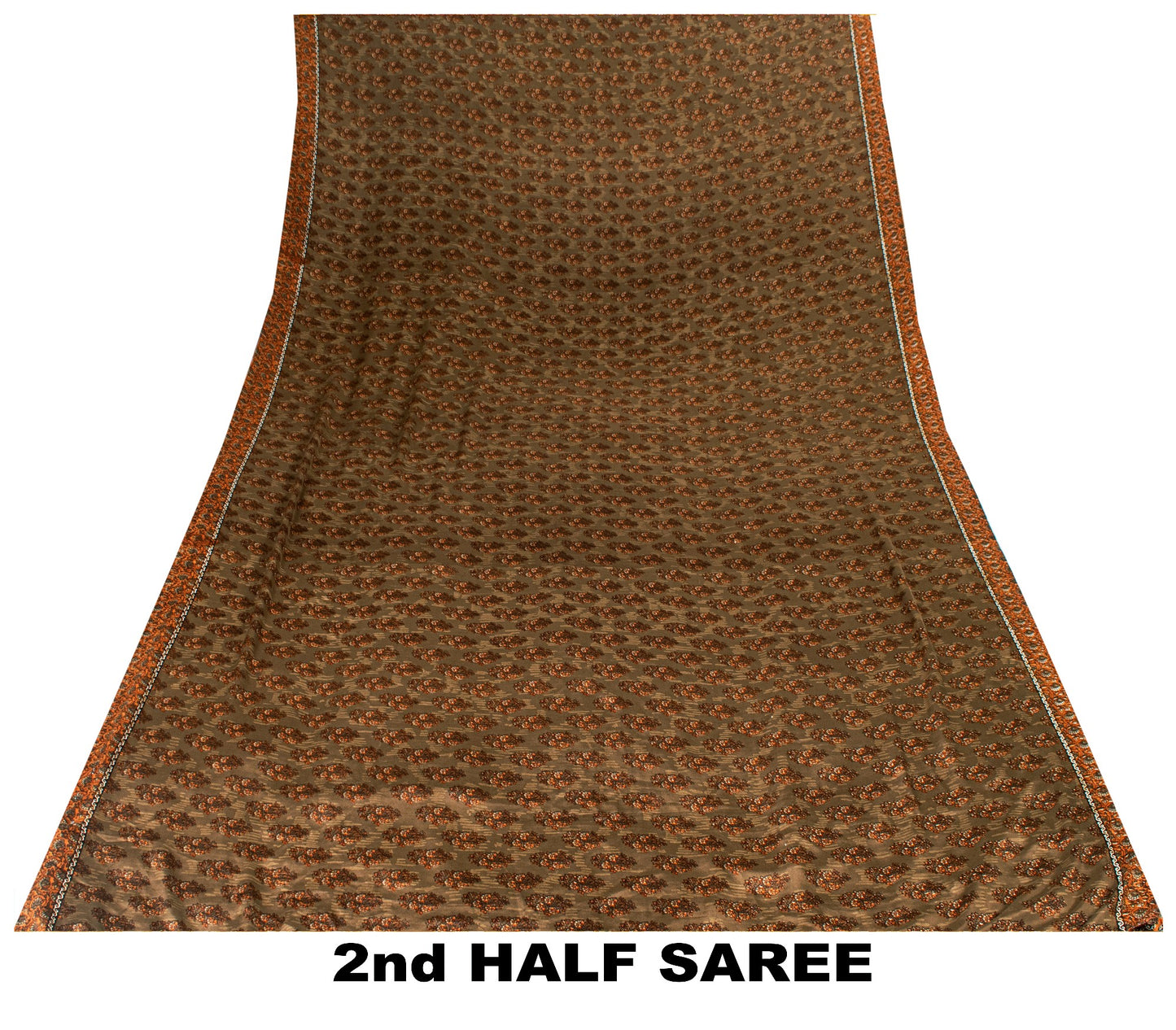 Sanskriti Vintage Sarees Green Indian Moss Crepe Sari Printed Soft Craft Fabric