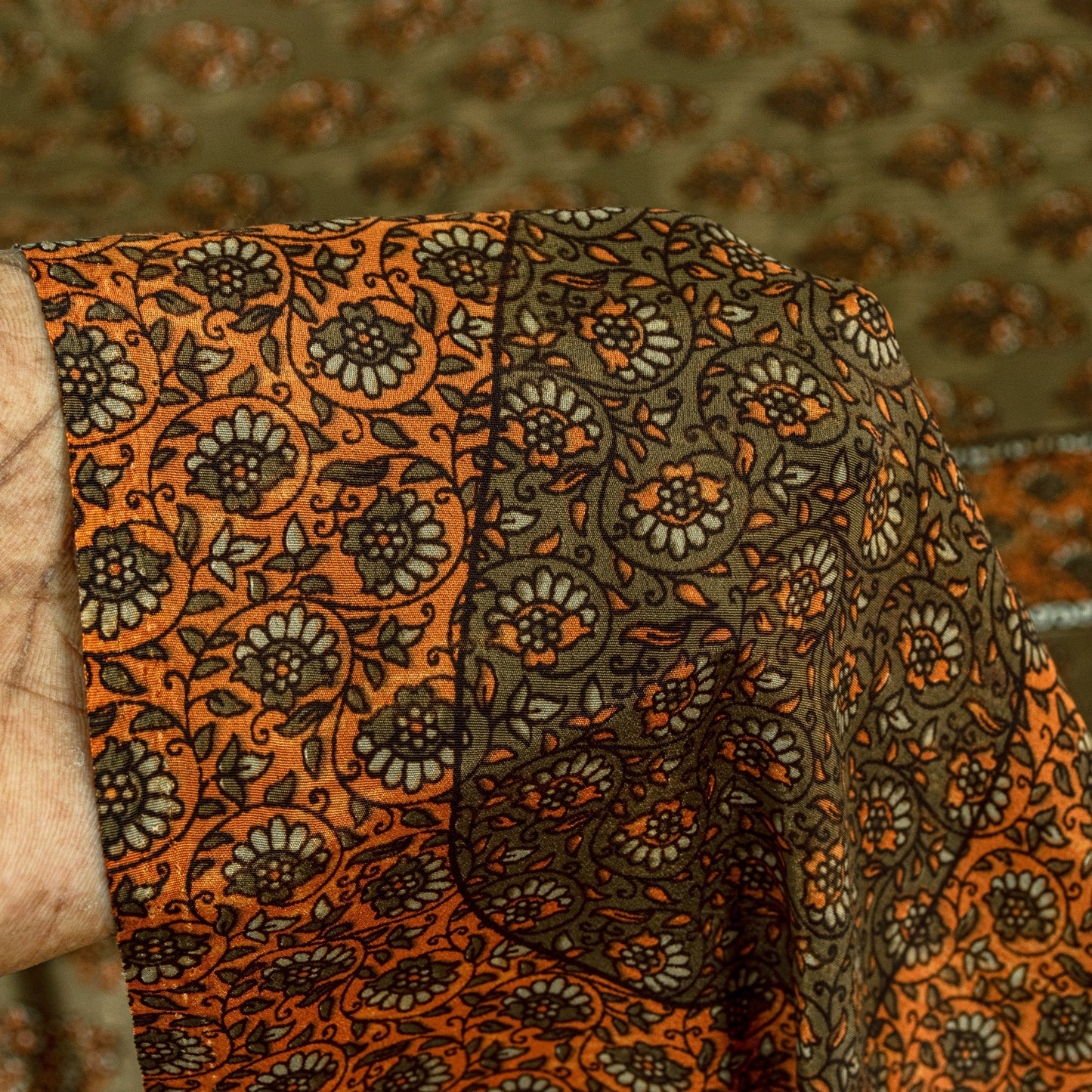 Sanskriti Vintage Sarees Green Indian Moss Crepe Sari Printed Soft Craft Fabric