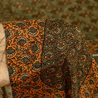 Sanskriti Vintage Sarees Green Indian Moss Crepe Sari Printed Soft Craft Fabric