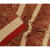 Sanskriti Vintage Sarees Dark Red Printed Moss Crepe Sari Soft 5yd Craft Fabric