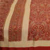 Sanskriti Vintage Sarees Dark Red Printed Moss Crepe Sari Soft 5yd Craft Fabric