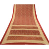 Sanskriti Vintage Sarees Dark Red Printed Moss Crepe Sari Soft 5yd Craft Fabric