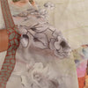 Sanskriti Vintage Sarees Gray Digital Printed Moss Crepe Sari Soft Craft Fabric