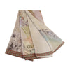 Sanskriti Vintage Sarees Gray Digital Printed Moss Crepe Sari Soft Craft Fabric