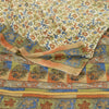 Sanskriti Vintage Sarees From India Ivory Printed Moss Crepe Sari Craft Fabric