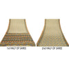 Sanskriti Vintage Sarees From India Ivory Printed Moss Crepe Sari Craft Fabric