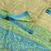 Sanskriti Vintage Sarees Green Indian Moss Crepe Printed Sari Soft Craft Fabric