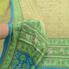 Sanskriti Vintage Sarees Green Indian Moss Crepe Printed Sari Soft Craft Fabric