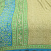 Sanskriti Vintage Sarees Green Indian Moss Crepe Printed Sari Soft Craft Fabric