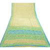 Sanskriti Vintage Sarees Green Indian Moss Crepe Printed Sari Soft Craft Fabric