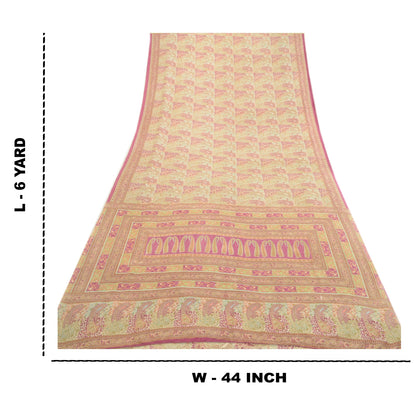 Sanskriti Vintage Sarees Purple Moss Crepe Printed Sari Soft Floral Craft Fabric