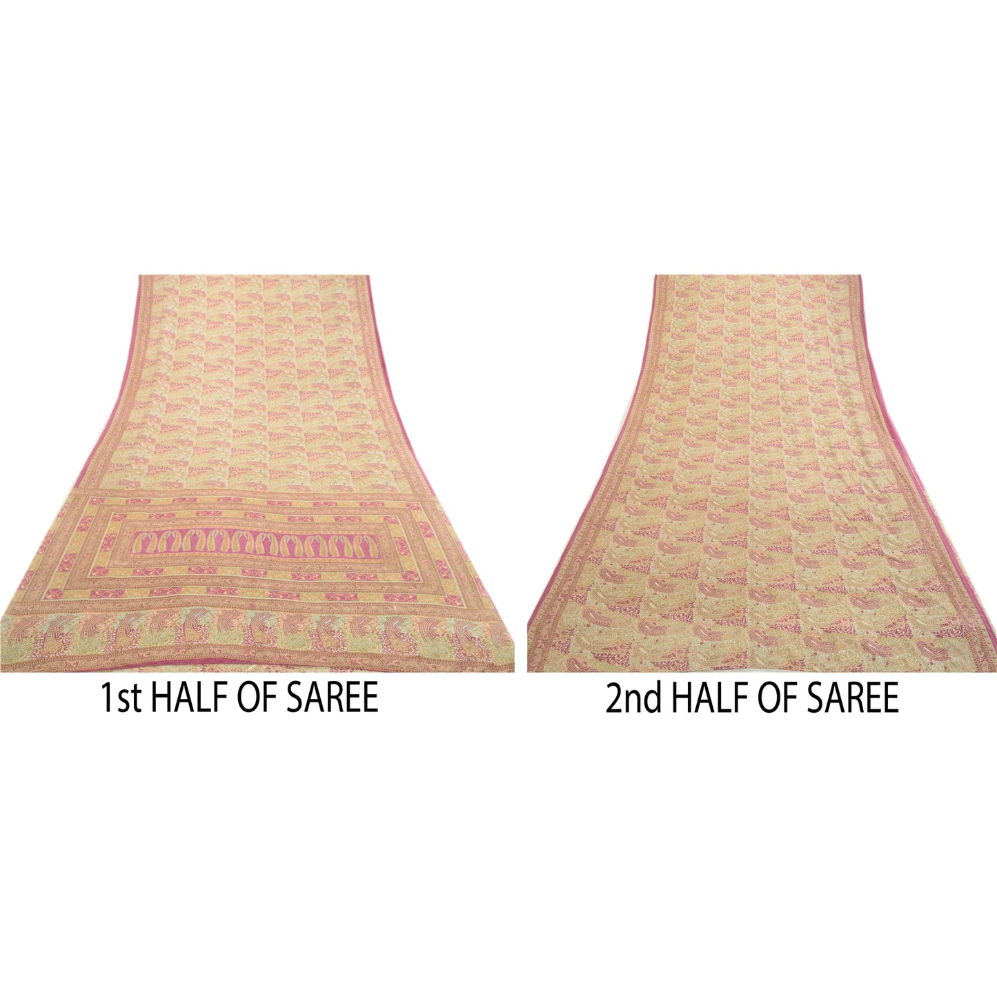 Sanskriti Vintage Sarees Purple Moss Crepe Printed Sari Soft Floral Craft Fabric