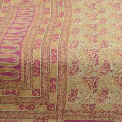 Sanskriti Vintage Sarees Purple Moss Crepe Printed Sari Soft Floral Craft Fabric