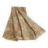Sanskriti Vintage Sarees Brown Moss Crepe Printed Sari Soft Floral Craft Fabric