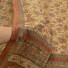 Sanskriti Vintage Sarees From India Brown Moss Crepe Printed Sari Craft Fabric