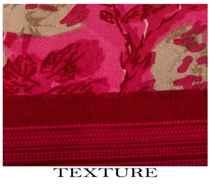 Sanskriti Vintage Pink Moss Crepe Saree Floral Digital Print Fabric 6 Yard Sari