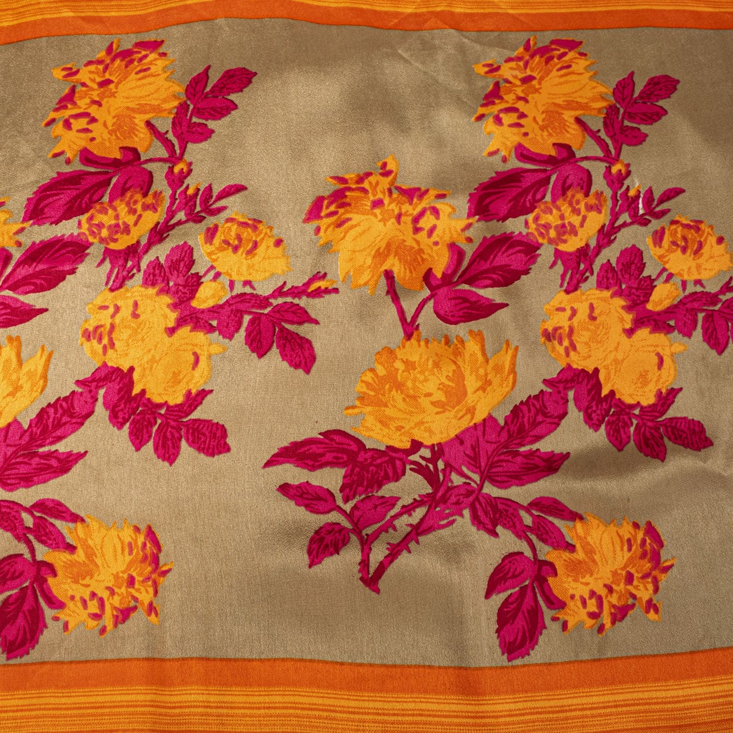Sanskriti Vintage Pink Moss Crepe Saree Floral Digital Print Fabric 6 Yard Sari