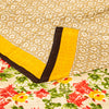 Sanskriti Vintage Sarees Indian Pale-Cream Printed Moss Crepe Sari Craft Fabric
