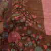 Sanskriti Vintage Sarees Indian Pink Printed Moss Crepe Sari Soft Craft Fabric