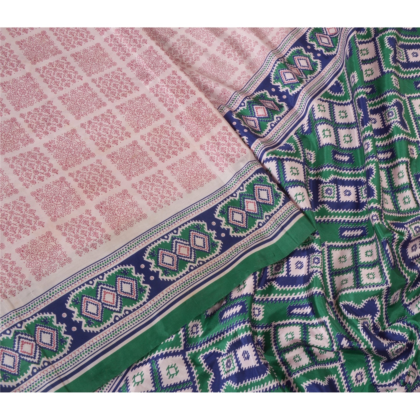 Sanskriti Vintage Sarees Pink Moss Crepe Printed Sari Floral Soft Craft Fabric