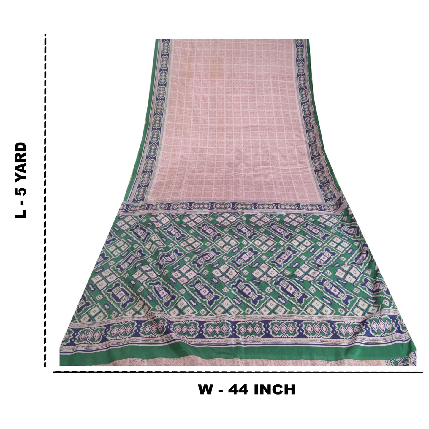 Sanskriti Vintage Sarees Pink Moss Crepe Printed Sari Floral Soft Craft Fabric