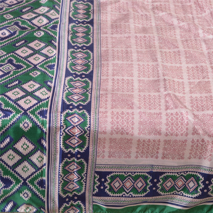 Sanskriti Vintage Sarees Pink Moss Crepe Printed Sari Floral Soft Craft Fabric