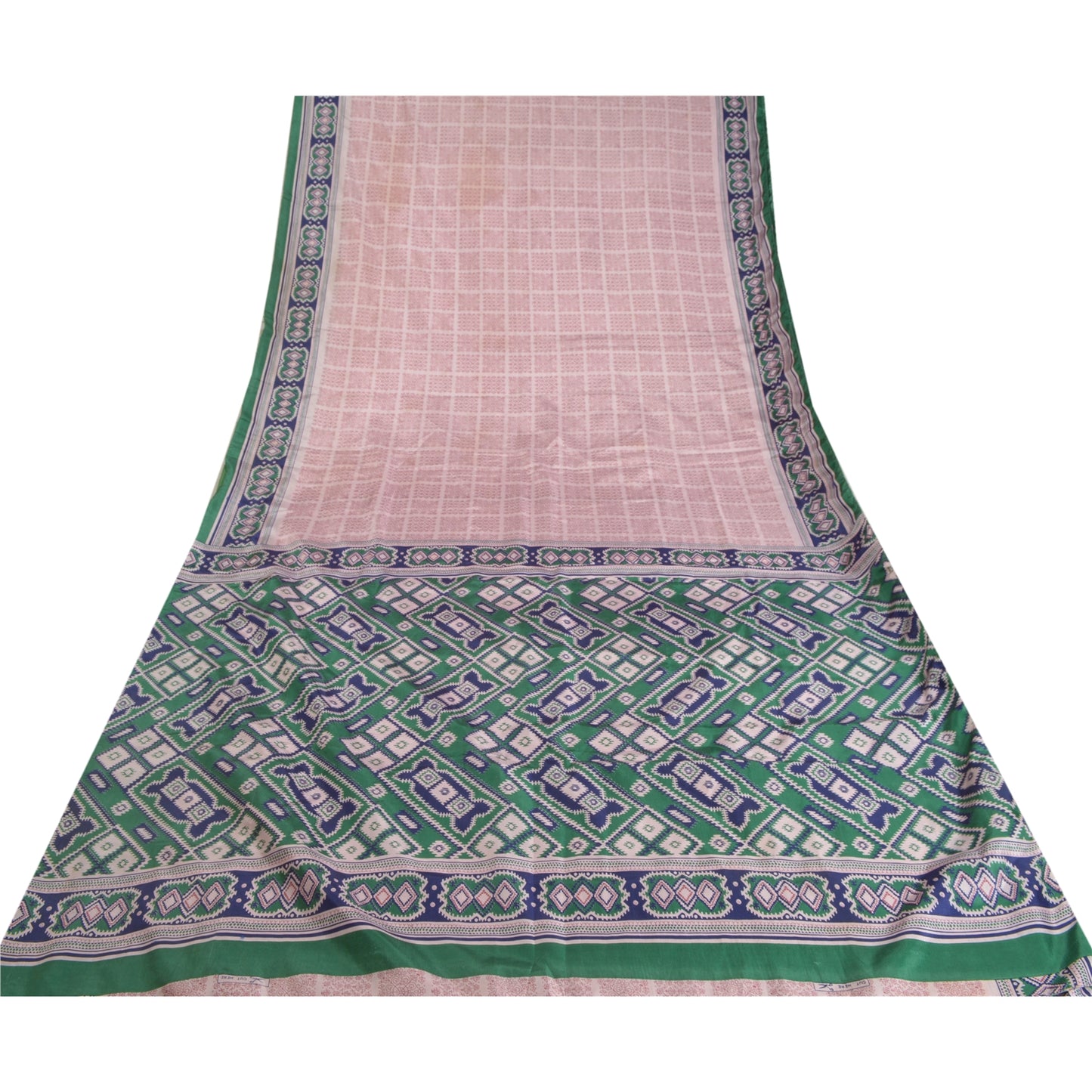Sanskriti Vintage Sarees Pink Moss Crepe Printed Sari Floral Soft Craft Fabric