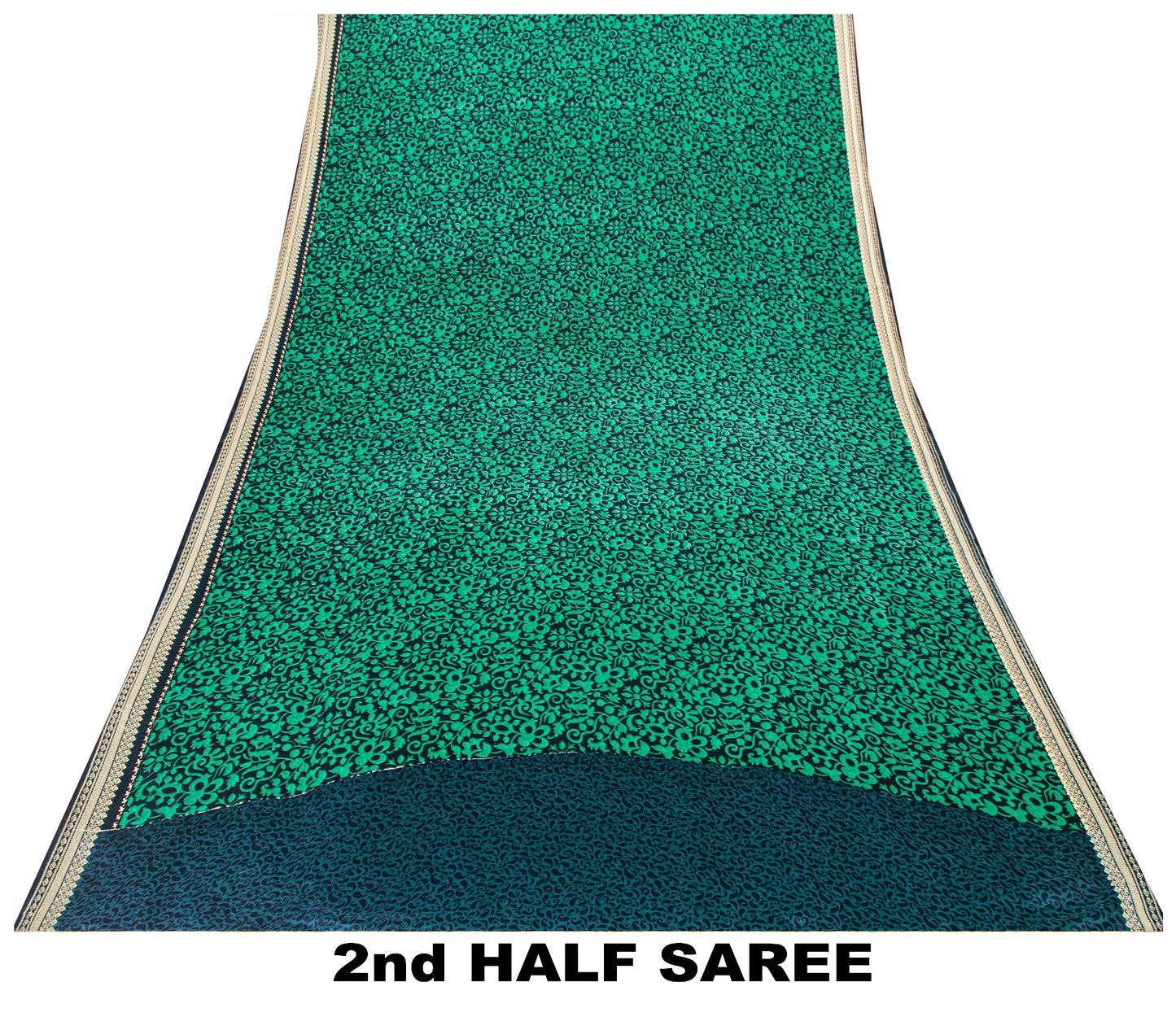 Санскритские винтажные сари из зеленого/синего мохового крепа с принтом сари с цветочным рисунком, устойчивая ткань