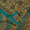Sanskriti Vintage Indian Sarees Cream Moss Crepe Printed Sari 5+YD Craft Fabric