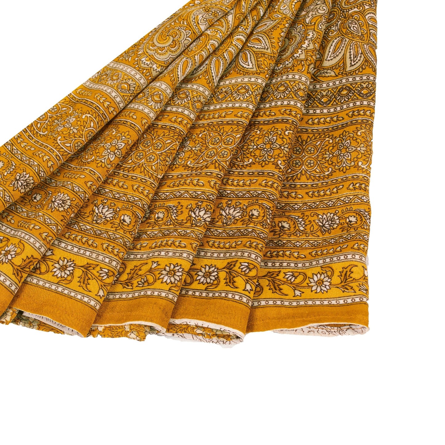 Sanskriti Vintage Indian Sarees Yellow Moss Crepe Printed Sari 5+YD Craft Fabric