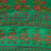 Sanskriti Vintage Sarees Green Moss Crepe Floral Printed Sari 6yd For Crafters