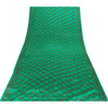 Sanskriti Vintage Sarees Green Moss Crepe Floral Printed Sari 6yd For Crafters