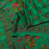 Sanskriti Vintage Sarees Green Moss Crepe Floral Printed Sari 6yd For Crafters