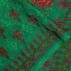 Sanskriti Vintage Sarees Green Moss Crepe Floral Printed Sari 6yd For Crafters