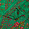 Sanskriti Vintage Sarees Green Moss Crepe Floral Printed Sari 6yd For Crafters