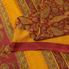 Sanskriti Vintage Sarees Yellow & Red Moss Crepe Paisley Print Quilts 6+yd Sari