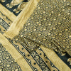 Sanskriti Vintage Sarees Black & Lemon Moss Crepe Floral Print Indian 5+yd Sari