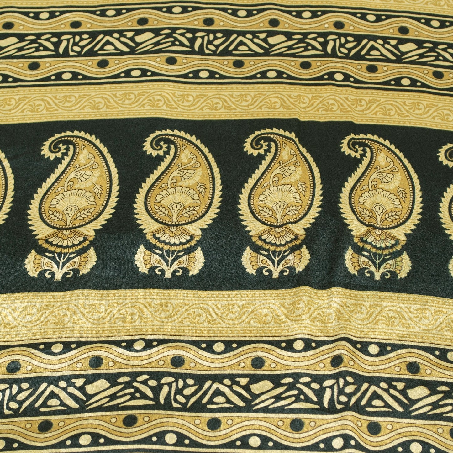 Sanskriti Vintage Sarees Black & Lemon Moss Crepe Floral Print Indian 5+yd Sari