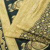 Sanskriti Vintage Sarees Black & Lemon Moss Crepe Floral Print Indian 5+yd Sari