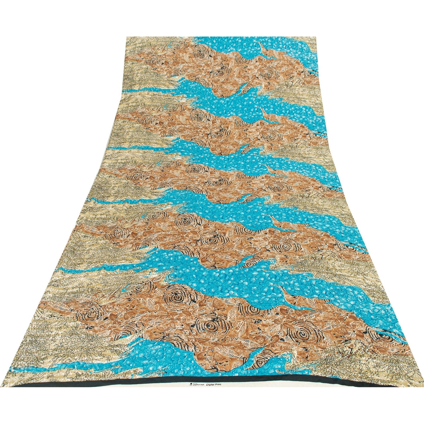 Sanskriti Vintage Sarees Blue Moss Crepe Floral Printed Sari 6+yd For Upcyclers