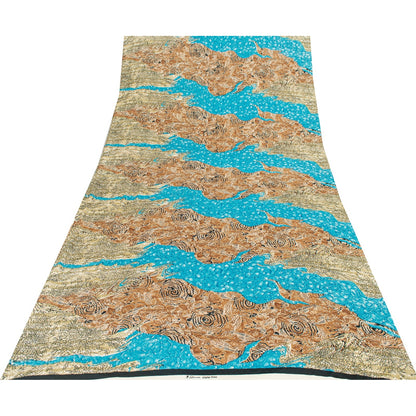 Sanskriti Vintage Sarees Blue Moss Crepe Floral Printed Sari 6+yd For Upcyclers