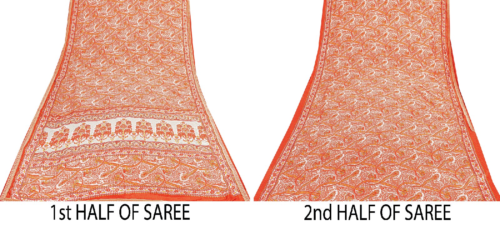 Sanskriti Vintage Craft Supplies Home Decor Red Sarees Floral Printed Moss Crepe