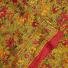 Sanskriti Vintage Craft Supplies Home Deco Green Floral Print 6YDSari Moss Crepe