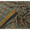 Sanskriti Vintage Black Sarees Moss Crepe Printed Sari 5 Yard Craft Soft Fabric