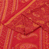 Sanskriti Vintage Sarees Red Moss Crepe Paisley Print 5+YD Indian Craft DecoSari