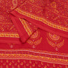 Sanskriti Vintage Sarees Red Moss Crepe Paisley Print 5+YD Indian Craft DecoSari