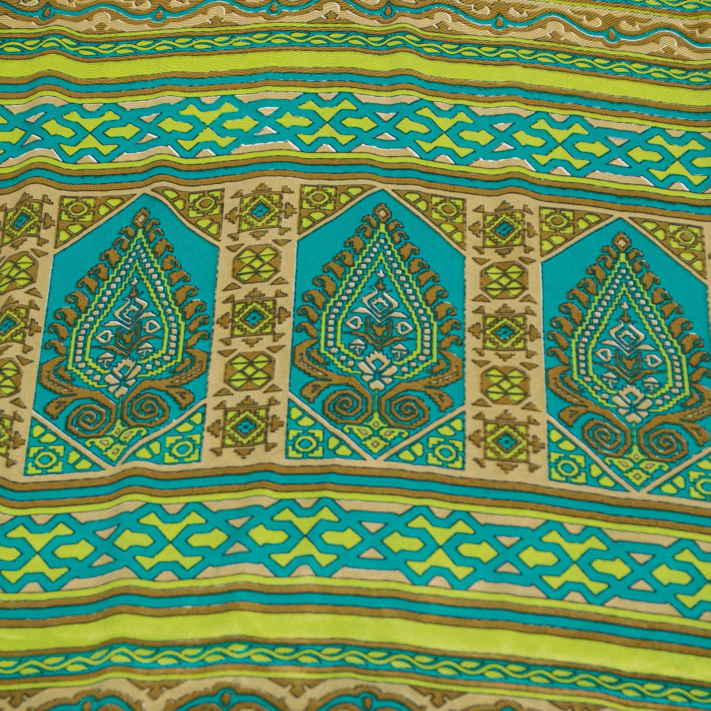 Sanskriti Vintage Saree Blue & Green 5+Yd Moss Crepe Saree Craft Saree Floral Printed Sari Uses--Crafts Sewing Patchwork Home Decor