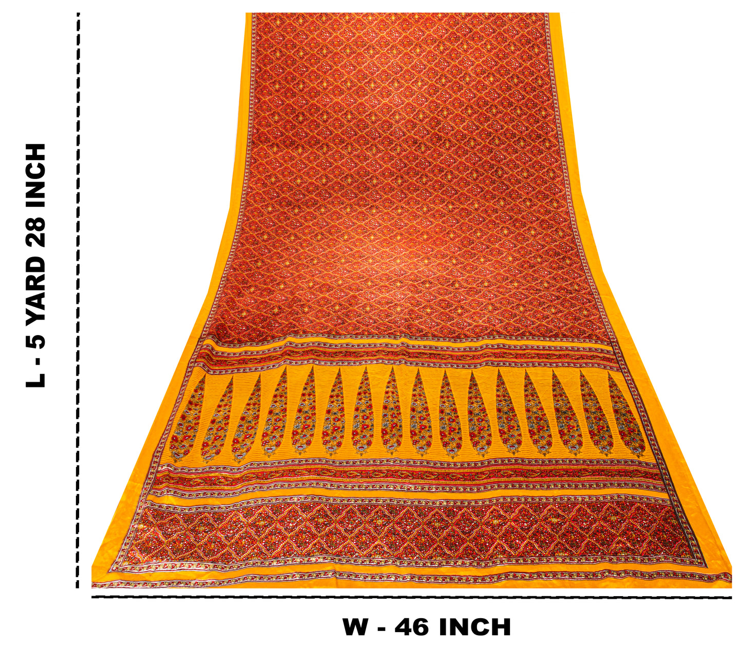 Sanskriti Vintage Sarees Craft Supplies Red Floral Printed 5YD Moss Crepe Sari