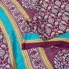 Sanskriti Vintage Sarees Purple Moss Crepe Floral Print 6+YD Soft & Smooth Sari